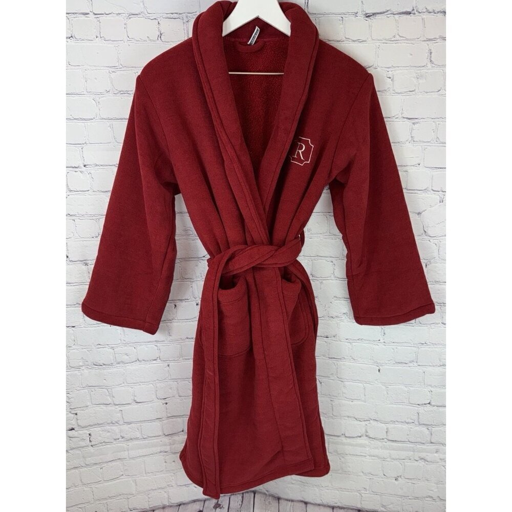 NWOT POTTERY BARN Cozy Retreat Robe Size Small Red Shawl Collar “R”